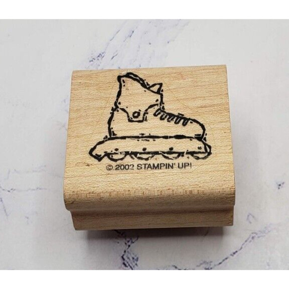 Stampin' Up! Roller Blades In Line Skate Summer Sport Wood Mounted Rubber Stamp - Picture 1 of 7